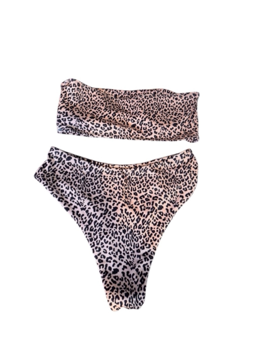 Women's Unbranded Bikini Set, Size M, Beige and Black leopard - Picture 2 of 3